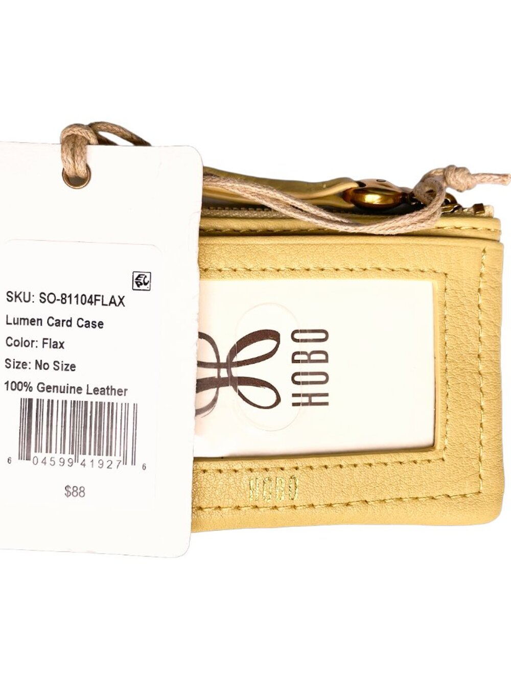 HOBO Lumen Leather Zip Card Case Wallet Flax Yellow NWT - Picture 2 of 10